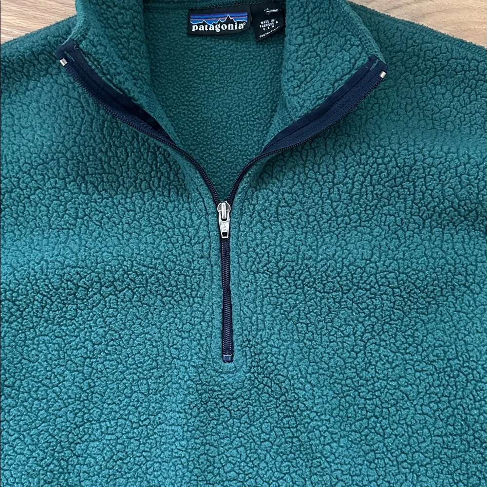 Patagonia vintage 1/2 zip pullover green fleece jacket size XS